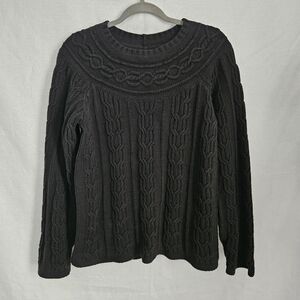 Classic Black Cable Knit Sweater Size Medium